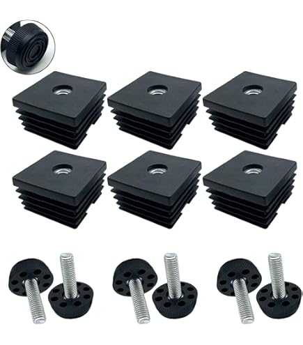 Design61 4X Tapones Roscados De Ajuste Para Tubos Cuadrados Con Rosca De Plástico Inyectado 35x35 Mm 1-1,5 Mm Con Rosca Interior M10