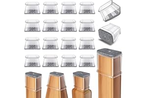ANSIBLE Protector Patas Sillas Rectángulo,24 Pieces Transparent Silicona con Fieltro, Deslizadores de Fieltro para Sillas, Tapas Protectoras para Patas de para Pisos de Madera(Fit perímetro 95-125mm)