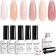 RARJSM Nude Shimmer Gel Nail Polish Set 6 Colours Pale Pink Milky Jelly Pink Purple Apricot Beige Holographic Glitter Iridescent Pigments Gel Polish 7.5ml Translucent Natural Soak off UV LED Cured