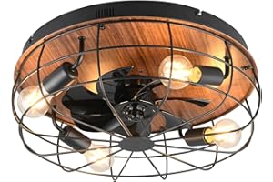 ‎LIGHTLING lightling Deckenlampe Trutti mit integriertem Ventilator und Fernbedienung, Geschwindigkeitsstufen, getrennt schaltbar, inkl. Timer, exkl. 4 x E27 max. 10W, holzfarbig