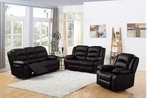 DProT Recliner Sofa Leather bonded Reclining Lazyboy Sofa Suite Sofas Chair 3 2 or 1 Colour Brown (1 Seat Chair + 2 Seater Sofa)