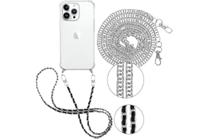 Pnakqil 2 Stück Handykette für Apple iPhone 14 Pro Max 6,7" Hülle mit Band, Handyhülle Necklace Handy Kette Kordel zum Umhängen Schutzhülle, Trasparente TPU Bumper Stoßfest Smartphone Case, Lanyard 5
