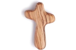 FROM THE OLIVE TREE Sustainable Handcrafted 5cm Olive Wood Smooth Comfort Holding Cross