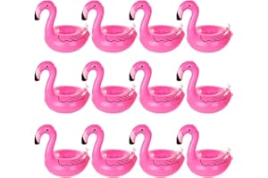 Dsaren 12 Stück Aufblasbare Getränkehalter Flamingoies Schwimmender Bierhalter Untersetzer Pool Badspielzeug für Hawaiisch Strand Schwimm Party (Rosa)