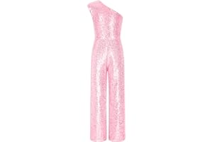 CHICTRY Kids Girls Chiffon Sequins Wide Leg Jumpsuit High Waist Ruffle Pants Romper Party Outfit