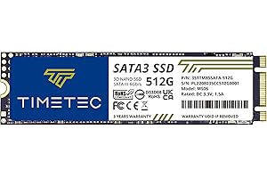Timetec SSD 512GB 3D NAND TLC SATA III 6Gb/s M.2 2280 NGFF 64TBW Read Speed Up to 520MB/s SLC Cache Performance Boost Internal Solid State Drive for PC Computer Laptop and Desktop