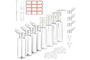 TCASENER 21 Pezzi Bottiglie Viaggio Set, Trasparenti Contenitori Da Viaggio Con Etichette Adesive, Con Flaconi Spray e Creme Bottiglie per Shampoo Balsamo per Lozioni Liquide Creme