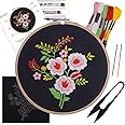 Embroiderymaterial Cross Stitch Embroidery Kit For Beginners, Flowers For You Design Pattern With Pre Printed Cloth Fabric, Instructions Papers, Threads & Needles All Materials Included,Multicolor
