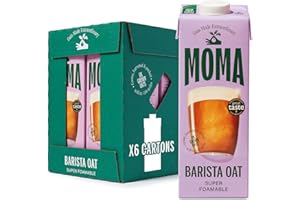 MOMA Barista Oat Drink - 6 x 1L - 100% Plant Based Vegan - Perfect for Frothy Coffee - Made with the whole of the oat for fibre and delicious flavour - No Added Sugar - Vit D, B2 and B12