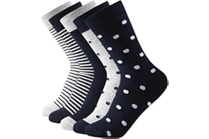 Balseti Calcetines Mujer, 6 Pares, Algodón Suave, Estampados Rayas y Lunares, Talla Única (35-41)