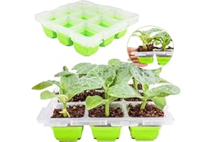QTUN Seed Trays 2 Pack 18 Cells Reusable Seed Starter Tray, Mini Propagator Greenhouse Plant Growing Trays for Starting Vegetable, Flower & Herb Seeds, Indoor Grow Kit for Plant Seedlings