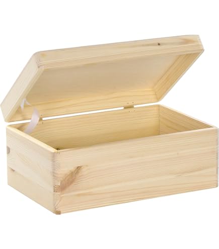 Caja De Madera De Pino Con Tapa - Medidas 60x40x23 Cm | Madera Maciza Sin Barnizar | Certificado PEFC De Bosques Sostenibles