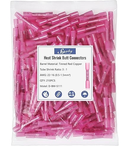 1000Pcs Heat Shrink Butt Connectors - Red, 22-16 AWG Waterproof Wire Terminals