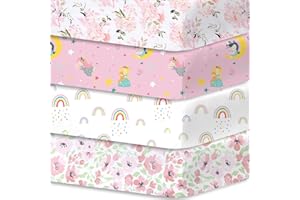 BIMOCOSY Little Grape Land Lot de 4 Draps Housse Bébé 70x140 cm,Draps Cododo pour Lit d’Enfant,Certifiés Oeko-TEX Standard 100(Dahlia)