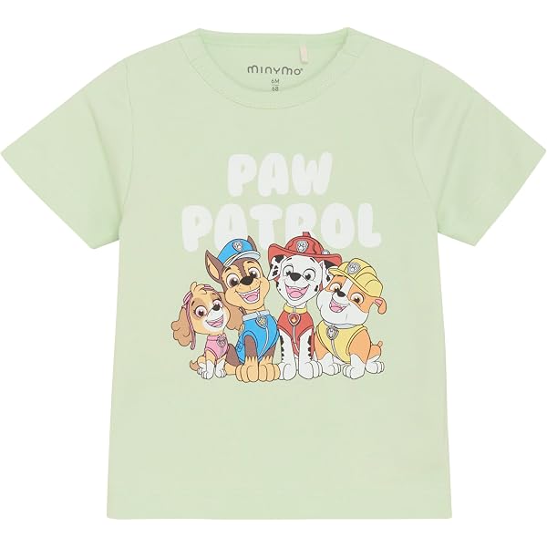 Minymo Kurzarm-T-Shirt Mit Paw Patrol-Aufdruck – Süßes Kinder T-Shirt Mit Druckknopf-Verschluss