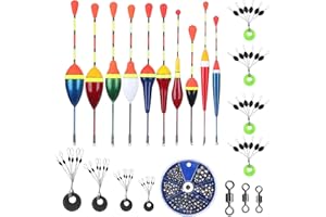 MOAZIFI Angelzubehör Set - 22-teiliges Posen Angeln Set mit 205 Bleischrot, Schwimmern, Gummistopper und Wirbeln für Süßwasser- und Meeresangeln ﻿ ﻿
