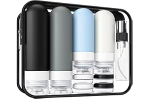 QUATISH 18 Packung Reiseflaschen Zum Befüllen, Original Patentiert, TSA Genehmigt, Leak Proof Silikon Shampoo Flaschen Zum Befüllen, Reisezubehör, Reise Gadgets, Travel Essentials, Grau