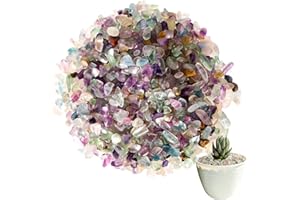 LINXIU Kristalle Fluorit Chips Mini Edelsteine Heilsteine Aquarium Blumentopf Deko Sand Steine Kieselsteine für Sukkulenten Terrarium DIY (500G)