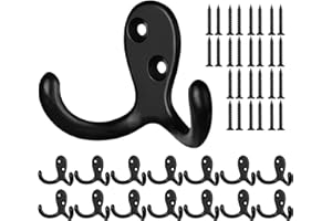 BIGLUFU 14 Piezas Ganchos Percheros de Pared, Vintage Negro Ganchos Pared para Colgar Abrigo, Sombrero, Toalla, Bufanda, Bolso, Llave