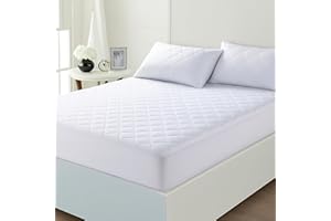 Egypto Egyptian Cotton Quilted Mattress Protector Kingsize Bed – 40cm Extra Deep Skirt - Soft, Breathable & Anti-Allergy Mattress Protector - 200 Thread Count Mattress Cover - 200cm x 150cm (King)