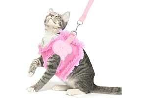 balacoo Katzengeschirr Und Leine Set - Rosa Entzückendes Haustier Katze Hund Kaninchengeschirr Und Leine Set mit Spitze Künstlichen Perle Engelsflügel