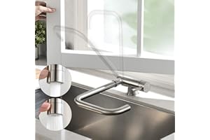CECIPA Mitigeur Cuisine Rabattable avec 2 Jets aux Choix Robinet Cuisine Sous Fenêtre Pliable Bec Orientable 360° Mitigeur Evier en Laiton Acier Inox 304