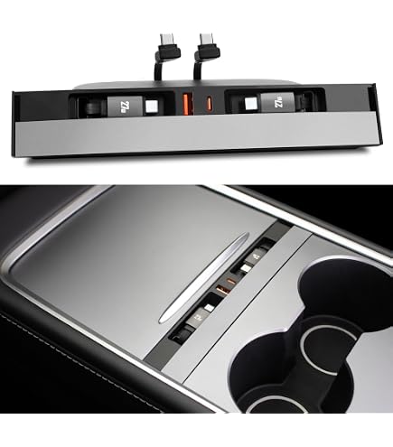Baseus Hub USB 45W GaN Per Tesla Model 3/Y (2021-2024) – 4 Porte Con Cavi Retrattili, Ricarica Rapida