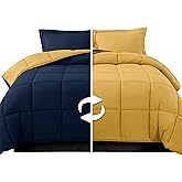 Elegant Comfort 3 Par&ccedil;a Ters &Ccedil;evrilebilir Yorgan Seti, D&ouml;rt Mevsim Rahat, Yumuşak Kuş T&uuml;y&uuml; Alternatif, Kapitone - Kutu Dikişl