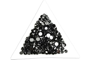 BAD ASS BEAUTY 1000pcs 3mm Flat Back Resin Rhinestones Bling Crystal Diamantes for Nail Art & Craft (3mm, Black)