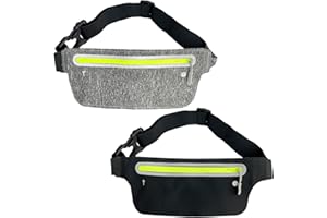 UTXN Running Belt, 2 PCS Sweatproof Running Belts Ultra Slim with Adjustable Elastic Strap, Running Belts for Women, Money Belt for Men Women Workouts Outdoor Hiking Training (Black & Gray)