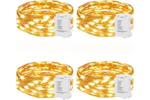 Koopower LED Fairy Lights Battery, 4 Pieces 30 LED Wire Micro Fairy Lights Lighting 2 Modes Timer Outdoor Lighting Copper Wire IP65 Battery Operated Waterproof Lights for Indoor/Outdoor Decoration