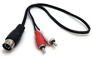 MainCore 50cm Long 5-Pin Midi to x 2 RCA Phono Male Plugs Audio Cable Lead Cord