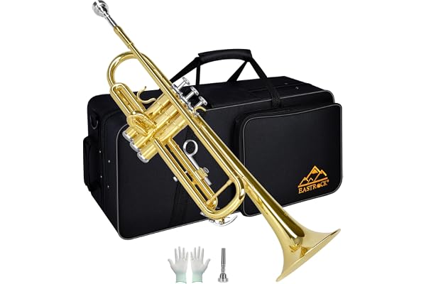 EASTROCK Trompette en Sib pour débutants, avec étui, gants, embouchure 7C (Or)