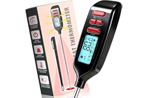 Antonki Termometro da Cucina Digitale Istantaneo con Sonda Extra Lunga 14 cm per Alimenti Carne Barbecue Zucchero Olio Frittura e Liquidi - Display Retroilluminato + Batteria Inclusa