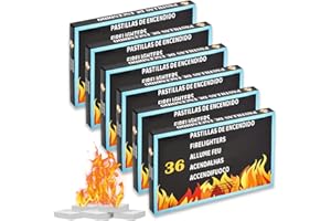 ICHIGO ICHIE 6 Cajas 216 Pastillas de Encendido Chimenea, Pastillas de Fuego para Encendido Carbón, Chimeneas, Estufas y Barbacoas, Pastillas Iniciador De Fuego Enciende Facil y Rápido, Fabricado en España
