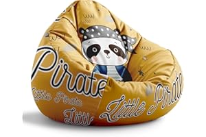 ‎DREAMROOTS DreamRoots Sitzsack Kinder mit füllung - Sitzkissen Kinder Boden - Kinderzimmer Möbel - Sitzsäcke fürs kinderzimmer - Bean Bag M Panda Pirate