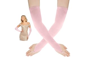 LEISLAM Guantes Sin Dedos,Guantes Para Mujer,Satin Gloves,Guantes Mujer Vintage,Guantes Largos Fiesta Mujer,Guante De Fiesta De Noche Vintage,Guantes Halloween,Guantes De Disfraz,Guantes De Novia Largo