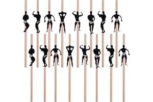 QincLing 18Pcs Muskelmann Papierstrohhalme Rosegold Plastikfrei Trinkhalme Einweg Strohhalme Biologisch Abbaubare Deko Strohhalme JGA 7.7 Zoll für Hochzeiten Party Geburgstag Weihnachten
