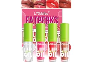 LYSDEFEU Gloss Repulpant Levres,4 Couleurs Professional Makeup liquide Glitter Huile à Lèvres, Non-Sticky Formula fat lip oil, Plumping Lip Gloss Tinted Lip Balm Hydratante et Durabl pour filles femmes-Set C