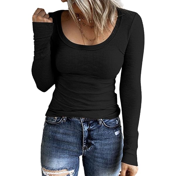 T-shirt Col Rond Manches Longues Noir Femme | La Halle