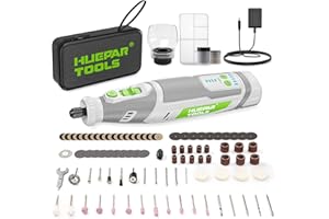 Huepar Tools 8V Mini Amoladora Inalámbrica, USB Recargable Herramienta Rotatoria, con 138 pcs Accesorios, Mandriles universales, caja de herramientas, Múltiples accesorios para los DIY Trabajos-RT8