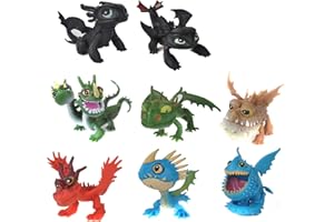 XLKJ 8 Pièces Mini Figurine Dragon dans Anime Caractère Modèle, Dragons Jouet et Ornements, Populaire Animaux Fantastiques