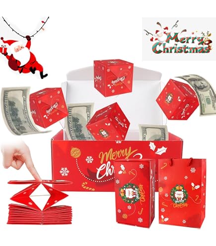LATERN Explosion Boîte Cadeau Surprise de Noël pour Argent, 15 Pièces