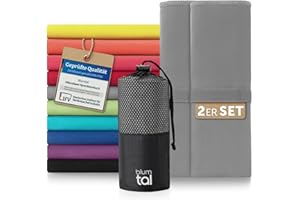 ‎BLUMTAL Blumtal Mikrofaser Handtuch 2X 80 x 40 cm extra saugstark - Handtücker Microfaser schnelltrocknend - optimales Fitness Handtuch/Strandtuch Mikrofaser/Gym Towel - Reisehandtuch kompakt - Grau