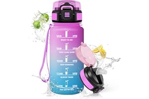 HoneyHolly Borraccia 500Ml, Senza BPA & A Prova di Perdita, Borracce con Cannuccia, Reutilizables, Water Bottle Scuola Elementare, Borraccia Motivazionale per Scuola, Palestra, Ufficio, Running