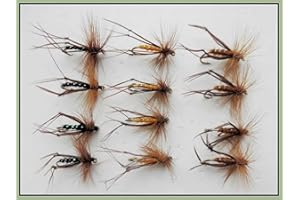 Troutflies UK Dry Variety Packs Hopper Trout Fly, 12 Pack Black,Brown & Orange, Choice, For Fly Fishing