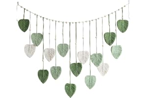 Macrame Blad Gobeläng Stor Boho Träpärlor Dekoration, 120 x 75 cm Väggbonad, Vävda Löv Bohemisk Chic, För Utomhus, Vardagsrum