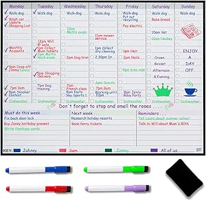 Lavagna Magnetica Settimanale Per Frigo - Planner Famiglia, Pasti E To-Do List, Cancellabile - Foto 4