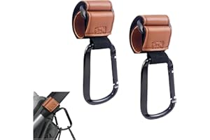 CYCLYTE 2 Pièces Crochets Poussette, Élargi et Mousqueton Carré pour Sacs à Main Dos Langer Sacs Shopping Accessoires Poussette Crochets pour Sièges de Voiture Universel (brun)