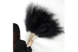 YiYa 12 Stück Pampasgras Kunstblumen Deko 113CM Trockenblumen Groß Pampasgras Groß Schwarz Flauschiges Deko für Boho für Wohnzimmer Hochzeit Schlafzimmer